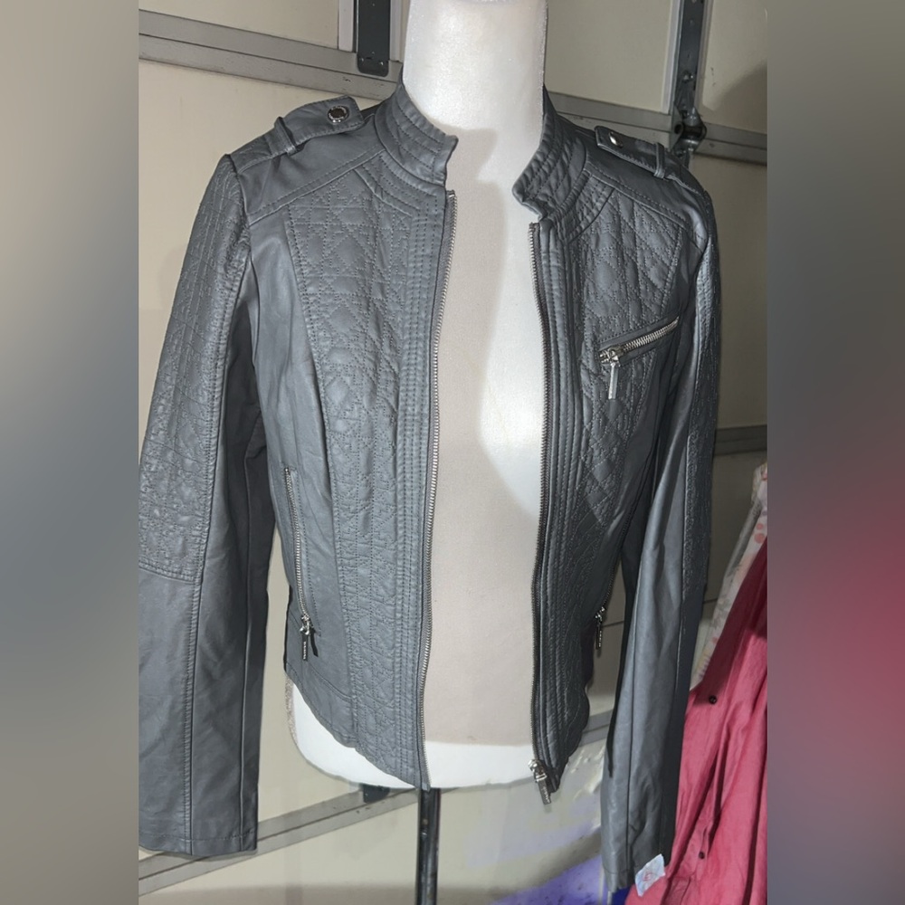 Bernardo Women's Charcoal Leather Jacket - Picture 3 of 4